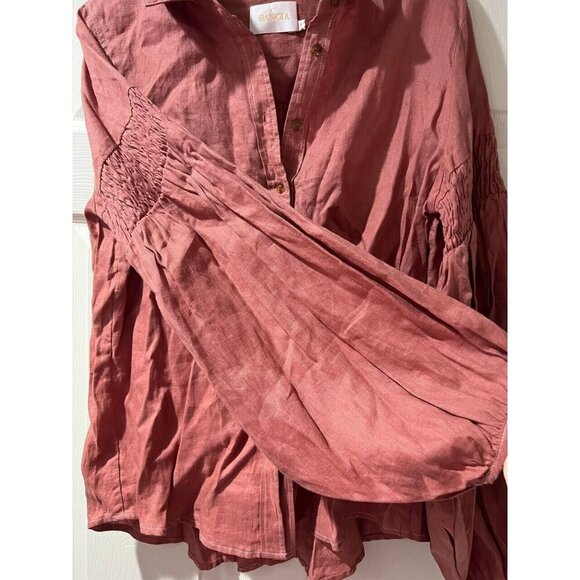 SANCIA Women THE LUCIE SHIRT linen Blouse Button Long Sleeve Reg L A000078 - Picture 6 of 12